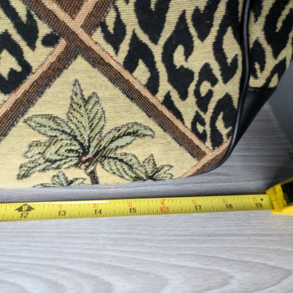 Sharif Palm Tree & Leopard Print Travel Bag in Black, Tan, Gold - Picture 12 of 16